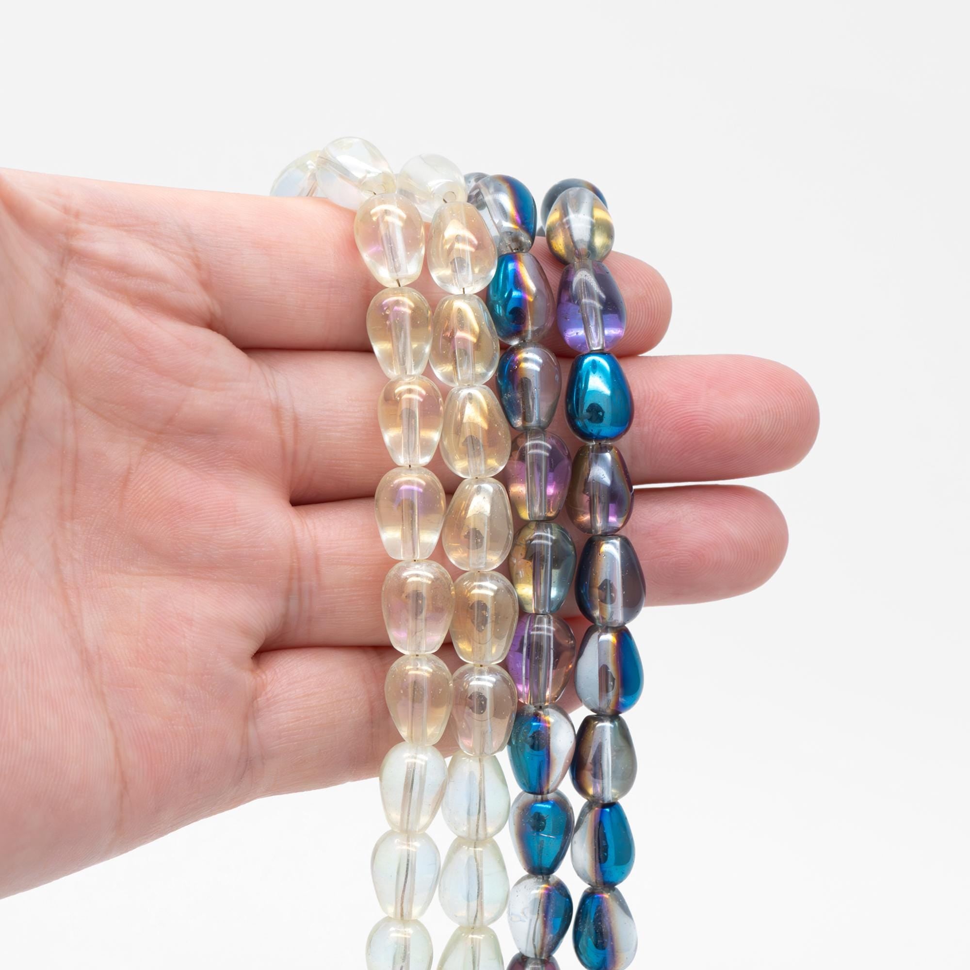 Smooth Teardrop Glass beads 11x8mm, Sparkly Multi Colors, Top Drilled (GM-024)/ 70 beads